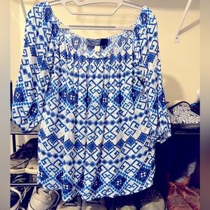 Blue and white dressy shirt